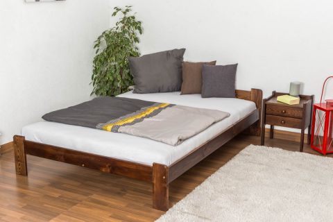 Letto futon pino massello noce A8, incl. rete a doghe - 140 x 200 cm