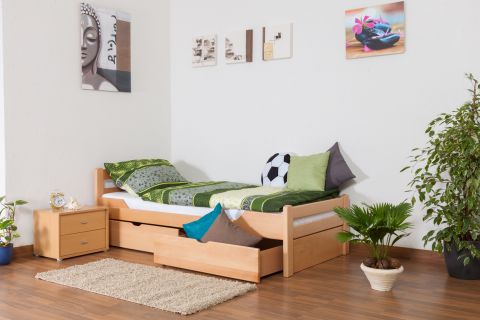 Quattro varianti di futon bianco una piazza e mezzo 120x200 in Faggio  massello V-60.87-12W, Letto singolo, Letti, Mobili