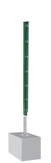 Palo per recinzione Mod. A, Finitura: vernice verde, per recinzioni alte: 83 cm, Lunghezza: 88,5 cm, Punti di fissaggioe: 5