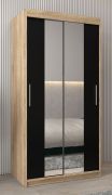Armadio scorrevole con specchio Bisaurin 1B | Rovere Sonoma/Wengé | 200x100x62 cm
