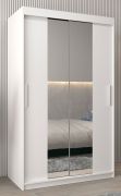 Armadio scorrevole Bisaurin 2B con specchio | Bianco opaco | 200 x 120 x 62 cm | Design moderno