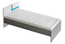 Letto singolo Oskar 12 | Rete a doghe inclusa | Antracite/Bianco/Blu | 90 x 200 cm | Design moderno per camerette