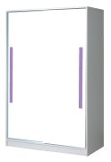 Armadio scorrevole cameretta "Walter" 12 | Bianco lucido e viola | 191 x 120 x 60 cm | Moderno e funzionale