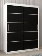 Armadio scorrevole Jan 03A | Bianco opaco e nero | 200x150x62 cm | Design moderno e funzionale