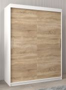 Armadio scorrevole Bisaurin 3A | Bianco opaco e Rovere Sonoma | 200 x 150 x 62 cm | Design moderno e funzionale