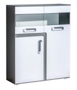 Armadietto per cameretta "Oskar" 16 | antracite/bianco | 136 x 110 x 40 cm | Design moderno e versatile