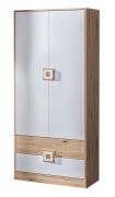 Armadio cameretta ante battenti "Fabian" 01 | Rovere chiaro/bianco | 190 x 80 x 50 cm