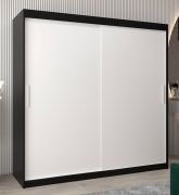 Armadio scorrevole Bisaurin 5A | Nero/Bianco opaco | 200x200x62 cm | Design moderno e pratico