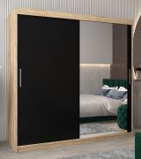 Armadio scorrevole con specchio "Bisaurin" 5C | Rovere Sonoma/Wengé | 200 x 200 x 62 cm | Design moderno