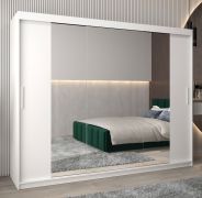 Armadio scorrevole con specchio Bisaurin 6C | Bianco opaco | 200 x 250 x 62 cm | Design moderno e funzionale