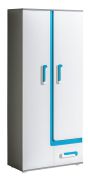 Armadio cameretta con ante battenti Oskar 03 | antracite, bianco e blu | 192 x 85 x 40 cm