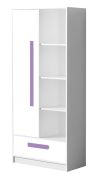 Armadio cameretta ante battenti "Walter" 03 | Bianco lucido e viola | 191 x 80 x 40 cm