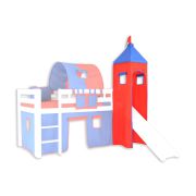 Set tessile per torre letto | Colore blu/rosso | Compatibile con Andi e Tom | 40x40x235 cm