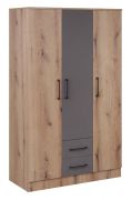 Armadio con ante battenti Sidonia 01 | Rovere Artisan e grigio | 200 x 123 x 53 cm | Design moderno e spazioso