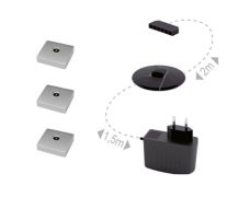 Set di 3 luci LED per vetrine e armadi | Luce calda | Alimentatore incluso | Colore nero