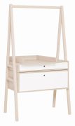 Cassettiera con fasciatoio Hildrid 03 | Acacia/Bianco | 185 x 98 x 64 cm | Trasformabile in scrivania