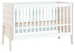 Lettino bimbo Hildrid 01 | Acacia e bianco | Rete 3 altezze | 60 x 120 cm | Design moderno