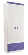 Armadio cameretta ante battenti Luis 19 | Rovere bianco e viola | 218 x 80 x 52 cm | Pratico e capiente