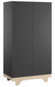 Armadio a 2 ante Lillebror 03 | Grigio e betulla | 185 x 100 x 52 cm | Design moderno