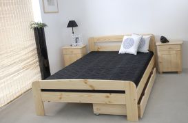 Letto matrimoniale francese in pino massello naturale A6 | Rete a doghe inclusa | 140 x 200 cm | Design moderno