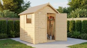 Casetta da giardino "Worms" 02, legno grezzo, incl. pavimento, porta in legno massiccio - spessore 19 mm, SU 3,19 m², tetto a due falde