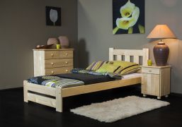 Letto singolo pino massello naturale A25 | Rete a doghe inclusa | 90 x 200 cm | Design moderno e robusto