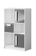 Cassettiera per cameretta "Walter" 07 | Bianco e grigio lucido | 133 x 80 x 40 cm | Design moderno e funzionale