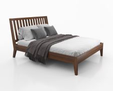 Letto matrimoniale Engordany 08 | Faggio massello laccato | Color noce | Superficie 160 x 200 cm
