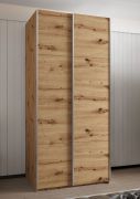 Armadio ad ante scorrevoli "Tampa", color rovere Artisan, 2 ante scorrevoli, 6 scomparti, 2 barre appendiabiti, Sistema "Soft-Close", bordi in ABS, 245,5 x 100 x 64 cm