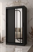 Armadio con ante scorrevoli | Nero opaco | 100 x 62 x 200 cm | 1 anta a specchio | 2 aste appendiabiti | Armadio stretto | 5 scomparti | Maniglie: nero