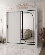 Armadio | 10 scomparti | 2 aste appendiabiti | Bianco opaco | Armadio con ante scorrevoli | 180 x 62 x 200 cm | 1 anta a specchio | sistemi di scorrimento affidabili