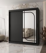 Armadio | 10 scomparti | 2 aste appendiabiti | Nero opaco | Armadio con ante scorrevoli | 180 x 62 x 200 cm | 1 anta a specchio | sistemi di scorrimento affidabili