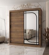 Armadio | 10 scomparti | 2 aste appendiabiti | Colore: noce Warmia | Armadio con ante scorrevoli | 180 x 62 x 200 cm | 1 anta a specchio | sistemi di scorrimento affidabili