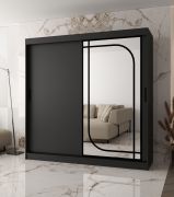 Armadio con ante scorrevoli | Nero opaco | Specchio decorativo | 200 x 62 x 200 cm | 10 scomparti | 2 aste appendiabiti | Dettagli moderni | Armadio