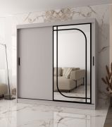Armadio con ante scorrevoli | Cashmere | Specchio decorativo | 200 x 62 x 200 cm | 10 scomparti | 2 aste appendiabiti | Dettagli moderni | Armadio