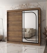 Armadio con ante scorrevoli | Colore: noce Warmia | specchio decorativo | 200 x 62 x 200 cm | 10 scomparti | 2 aste appendiabiti | Dettagli moderni | Armadio