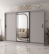 Armadio | Cashmere | 3 ante | 10 scomparti | 250 x 62 x 200 cm | specchio decorativo | 2 aste appendiabiti | armadio con ante scorrevoli | lavorazione di alta qualità