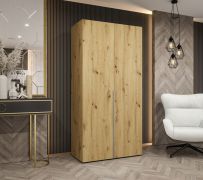 Armadio a 2 ante battenti Eiger 02 | Rovere Artisan | Maniglie cashmere | Soft-Close | 1 m larghezza
