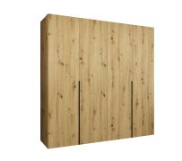 Armadio ante battenti Eiger 23 | Rovere Artisan | Maniglie nere | 2 scomparti | Soft-Close | 2 m