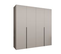 Armadio ante battenti Eiger 31 | Cashmere | 4 ante | Maniglie nere | 2 m larghezza | Soft-Close