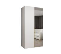 Armadio battente Eiger 60 bianco | Maniglie oro | 1 anta specchio | 1 m larghezza | Soft-Close