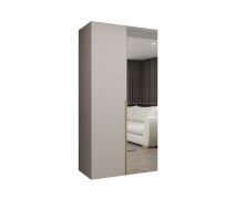 Armadio battente "Eiger" 66 | Cashmere, maniglie oro | 1 anta specchio | 1 m larghezza | Soft-Close