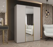 Armadio ante battenti Eiger 77 | Cashmere, maniglie oro | 1 anta specchio | 2 scomparti | Soft-Close | 150 cm