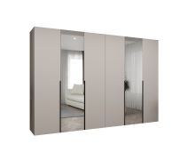 Armadio ante battenti Eiger 108 | 6 ante (2 a specchio) | Cashmere & maniglie nere | 3 m larghezza | Sistema Soft-Close