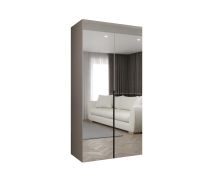 Armadio ante battenti Eiger 119 | Color cashmere | Maniglie nere | 1 scomparto | Barra appendiabiti | Larghezza 1 m | Soft-Close
