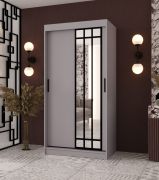 Armadio a porte scorrevoli / Armadio guardaroba | Kaschmir | 100 x 62 x 200 cm | stretto | 1 anta a specchio | dettagli moderni | 2 aste appendiabiti | 5 ripiani