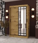 Armadio | Colore: rovere Artisan | 1 anta a specchio | 120 x 62 x 200 cm | 2 aste appendiabiti | Dettagli moderni | 5 scomparti | Sistemi di scorrimento affidabili