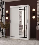 Armadio | Bianco opaco | 1 anta a specchio | 120 x 62 x 200 cm | 2 aste appendiabiti | Dettagli moderni | 5 scomparti | Sistemi di scorrimento affidabili