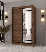Armadio | Colore: noce Warmia | 1 anta a specchio | 120 x 62 x 200 cm | 2 aste appendiabiti | Dettagli moderni | 5 scomparti | Sistemi di scorrimento affidabili