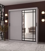 Armadio / Armadio con ante scorrevoli | Cashmere | Anta a specchio decorativa | 180 x 62 x 200 | 10 scomparti | 2 aste appendiabiti | Dettagli moderni